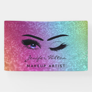 Glam modern  glittery rainbow eyelashes & eyebrow banner