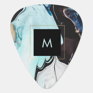 Glam Modern Ink Swirls with Monogram Plectrum