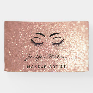 Glam modern rose gold glittery eyelashes & eyebrow banner