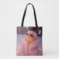 Glam Money Cat in Pink Fur Coat and Sunglasses    