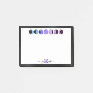 Glam Moon Phases Monogram Name Small Rectangular Post-it Notes