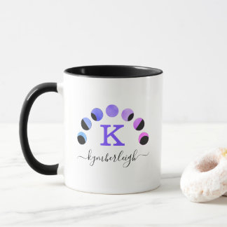Glam Moon Phases Purple Pink Teal Monogram Name Mug