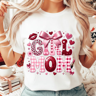 Glam Mother's Day Gift Girl Mom Retro Leopard Pink T-Shirt
