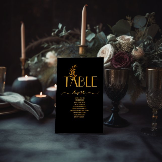 Glam Mystical Black Gold Clouds Moon Wedding Table Number (Creator Uploaded)