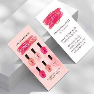 Glam Nail Polish Bottles Brush Stroke Nail Loyalty Business Card