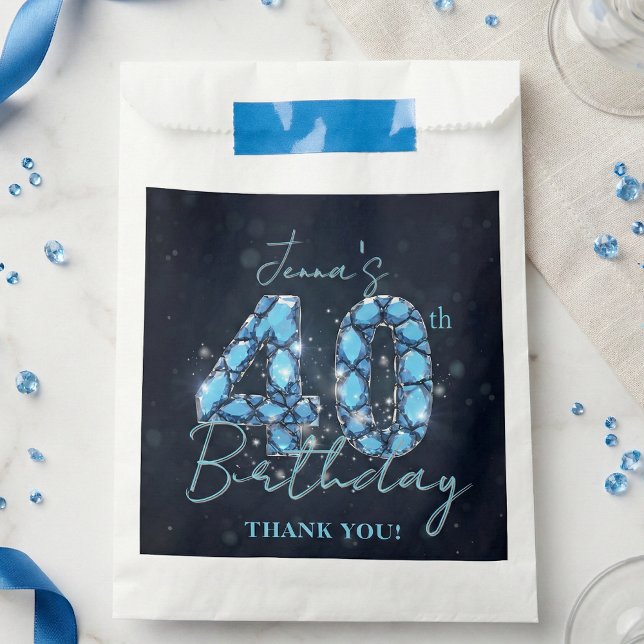 Glam Navy Blue Sapphire Gemstone 40th Birthday Favour Bag (Creator Uploaded)