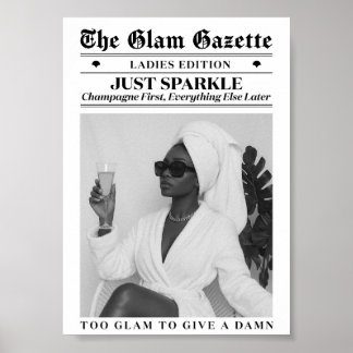 Glam Newspaper Black Woman Bathroom Fashion Decor
