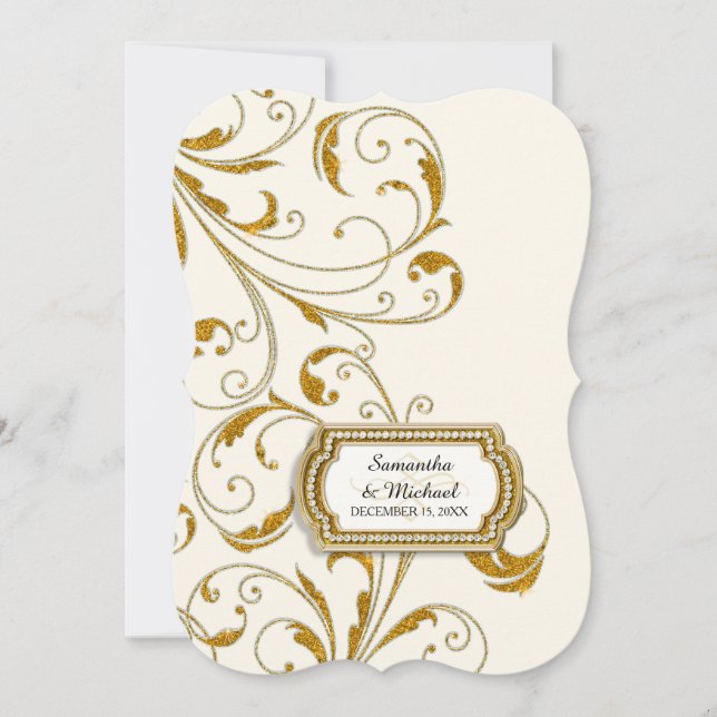 Glam Old Hollywood Regency Black Tie Event Style Invitation (Front)