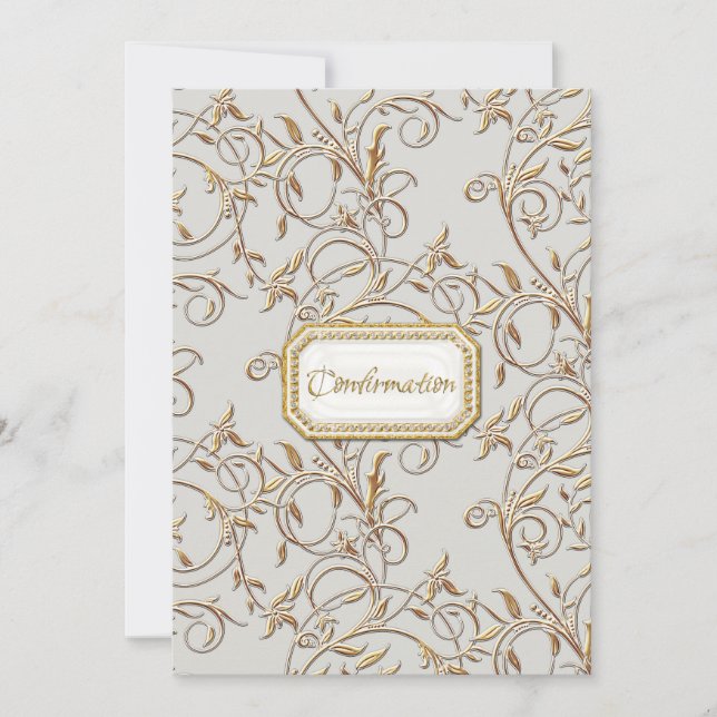 Glam Old Hollywood Regency Girl Cross Confirmation Invitation (Front)