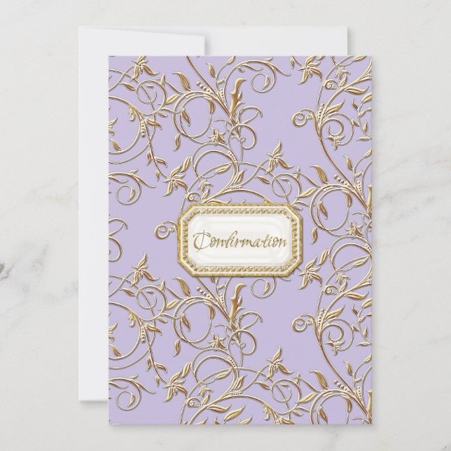 Glam Old Hollywood Regency Girl Cross Confirmation Invitation (Front)
