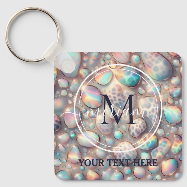 Glam Opal Leopard Print Girly Keychain (Front)