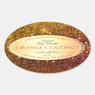 Glam Orange Faux Glitter Sparkle Product Labels