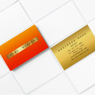 Glam Orange Red Ombre Vip Golden Foil Business Card