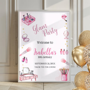 Glam Party Girl Beauty Spa Poster Welcome Sign