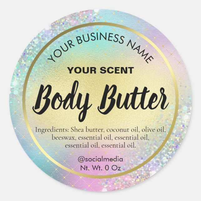 Glam Pastel Cotton Candy Body Butter Labels (Front)