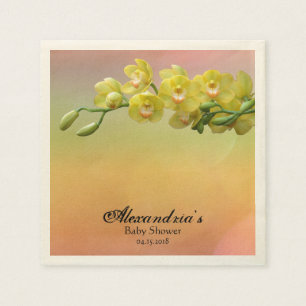 Glam Pastel Orchid Soft Peach Pink Baby Shower Napkin