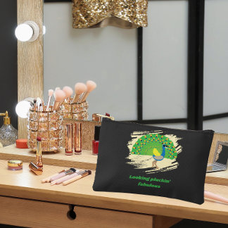 Glam Peacock Pun Design Accessory Pouch