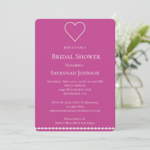 Glam Pearls Jewel Pink Bridal Shower Invitation