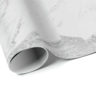 Glam Pearly Grey Silver White Marble Glam Wrapping Paper