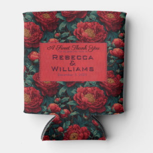 Glam Peonies Fantasy Countryside Wedding Can Cooler
