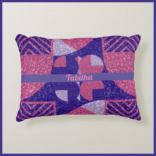 Glam Pink and Purple Geometric Decorative Cushion (Creator Uploaded)