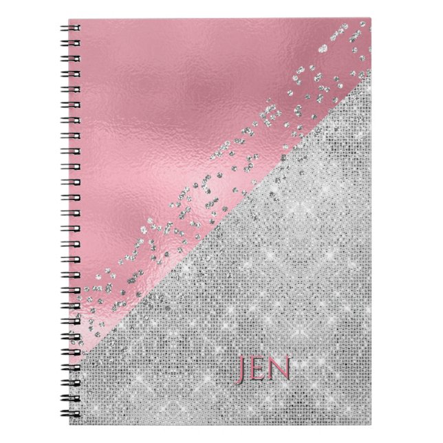 Glam Pink and Silver Notebook (Front)