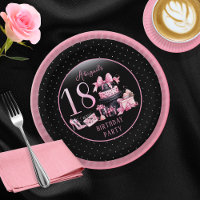 Glam Pink Black Fashion 18th Birthday Party