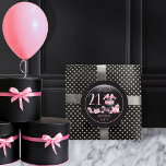 Glam Pink Black Fashion 21st Birthday Party Classic Round Sticker<br><div class="desc">Glamourous French couture-inspired,  pink and black "21" 21st birthday design featuring a hat box cake,  pink stilettos and a makeup bag among various unopened birthday presents and luscious cupcakes.  Perfect for celebrating birthday occasions.  Age is created in an uneditable faux pink glitter font.</div>