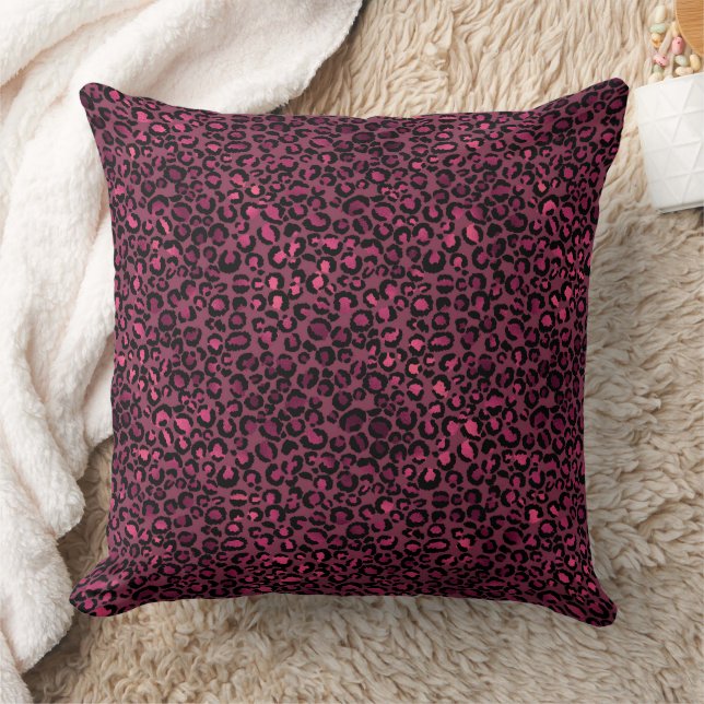 Glam Pink Black Leopard Print Cushion (Blanket)