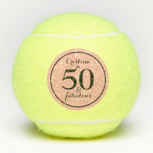 Glam Pink & Black Personalised 50 & Fabulous Tennis Balls