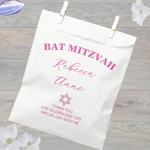 Glam Pink Chic Thank You Bat Mitzvah Party Favour Bag