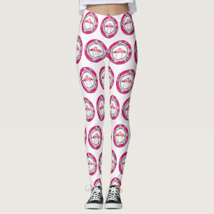 Glam Pink Christmas flamingos Leggings