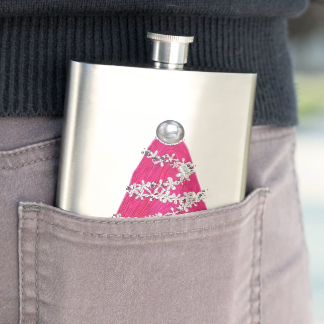 Glam Pink Christmas tree Hip Flask (In Situ)