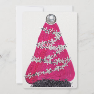 Glam Pink Christmas tree Holiday Card