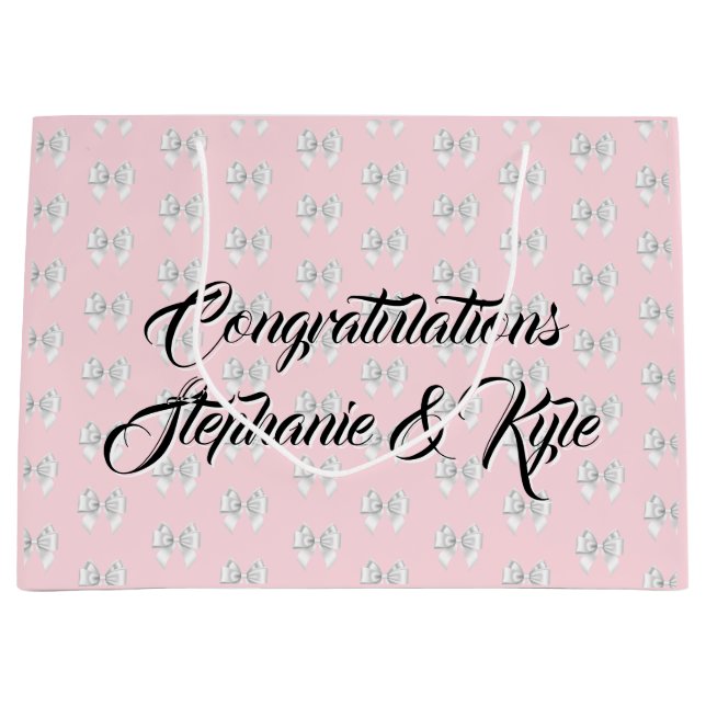 Glam Pink Custom Name Tiffany Congratulations Large Gift Bag (Front)
