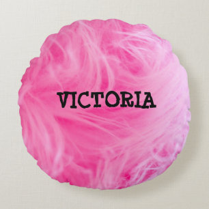 Glam Pink Girly Design Round Cushion