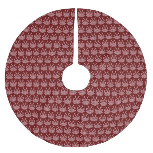 Glam Pink Glitter Bells on Red Holiday  Brushed Polyester Tree Skirt