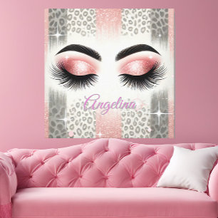 Glam Pink Glitter Eyelashes Canvas Print