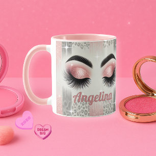  Glam Pink Glitter Eyelashes Mug