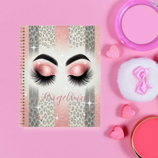 Glam Pink Glitter Eyelashes Notebook