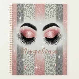 Glam Pink Glitter Eyelashes Planner