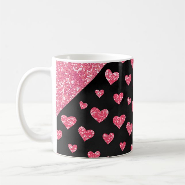Glam Pink Glitter Hearts Sparkle Romantic  Coffee Mug (Left)