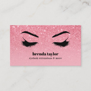 Glam pink glitter ombre Eyelash Browbar Makeup Business Card