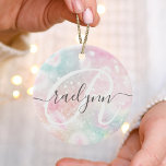Glam Pink Glitter Pastel Girly Pattern Ceramic Ornament<br><div class="desc">Easily personalise this pretty pink bokeh glitter pattern with your custom name and/or monogram.</div>