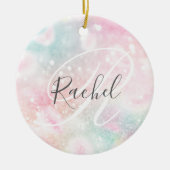 Glam Pink Glitter Pastel Girly Pattern Ceramic Ornament (Front)