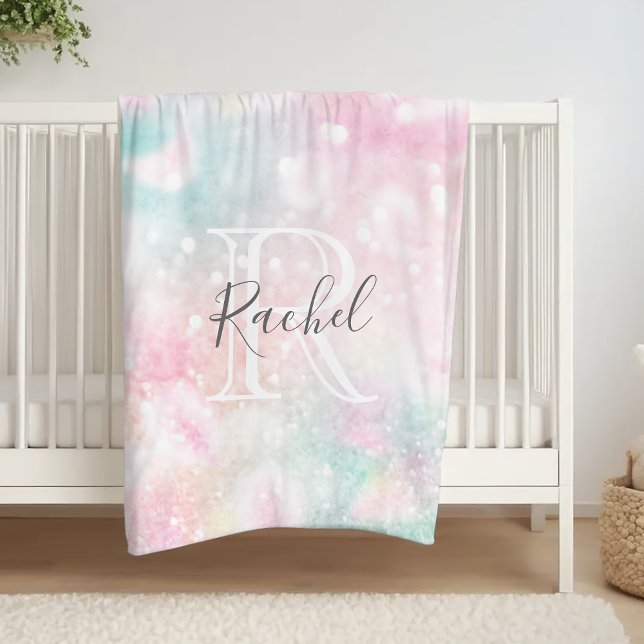 Glam Pink Glitter Pastel Girly Pattern Fleece Blanket (Creator Uploaded)