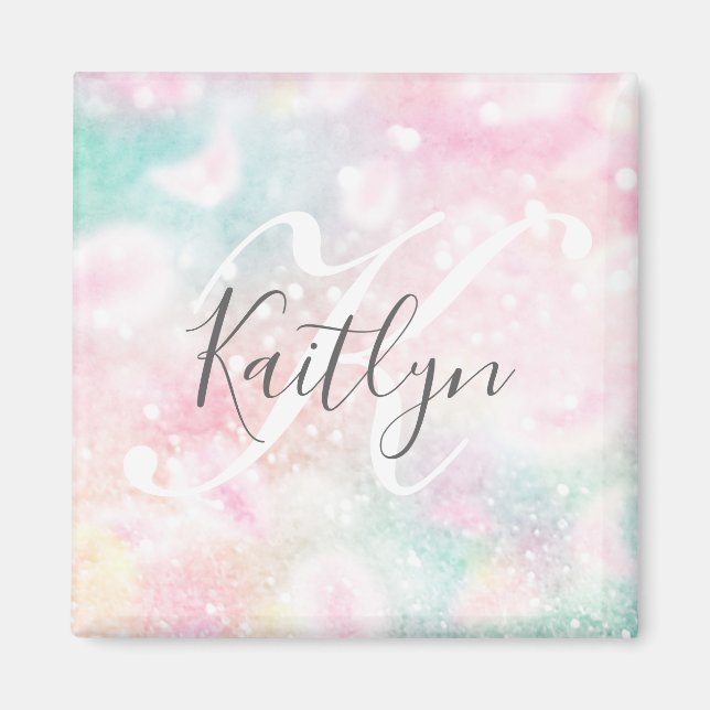 Glam Pink Glitter Pastel Girly Pattern Magnet (Front)