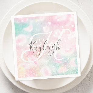 Glam Pink Glitter Pastel Girly Pattern Napkin