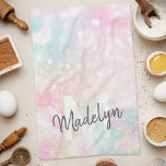 Glam Pink Glitter Pastel Girly Pattern Tea Towel<br><div class="desc">Easily personalise this pretty pink bokeh glitter pattern with your custom name and/or monogram.</div>