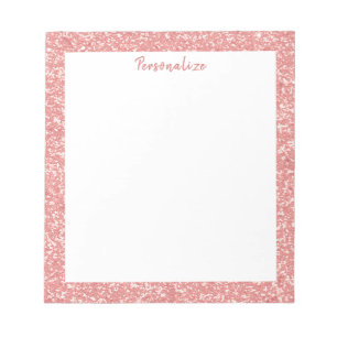 Glam Pink Glitter Sparkle Border Personalise Notepad